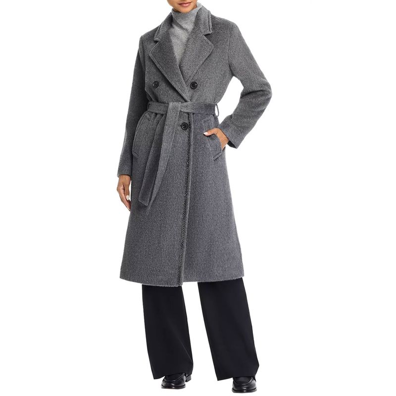 Kobi Halperin Womens Lyra Chain-Trim Double-Breasted Coat Medium Grey - Nwt $798